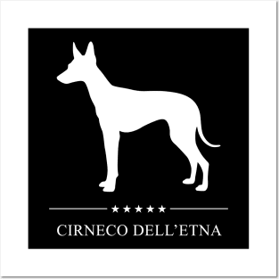 Cirneco dell'Etna Dog White Silhouette Posters and Art